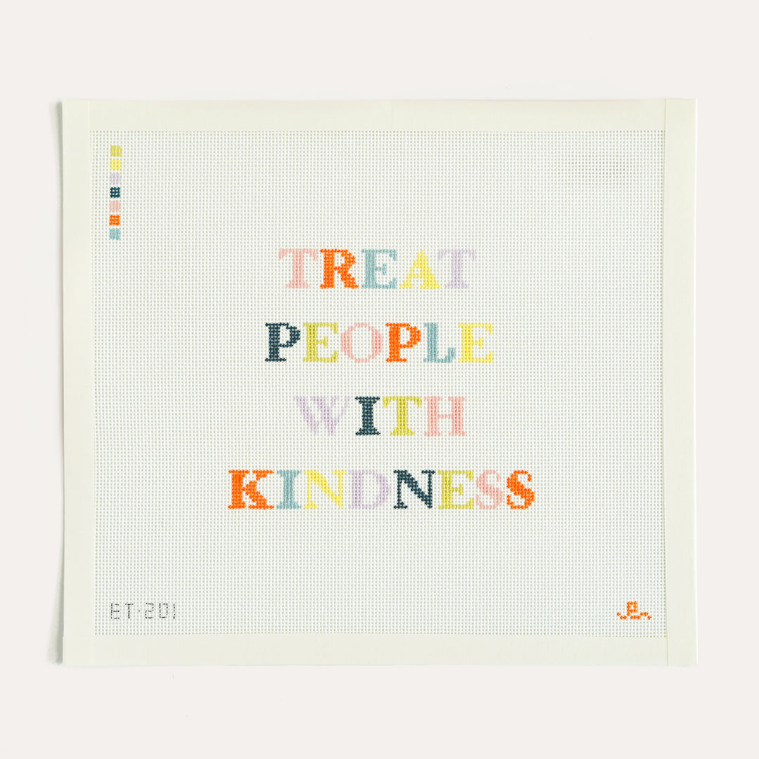 Treat People With Kindness needlepoint canvas by Elizabeth Taylor Needlepoint, 18 mesh design