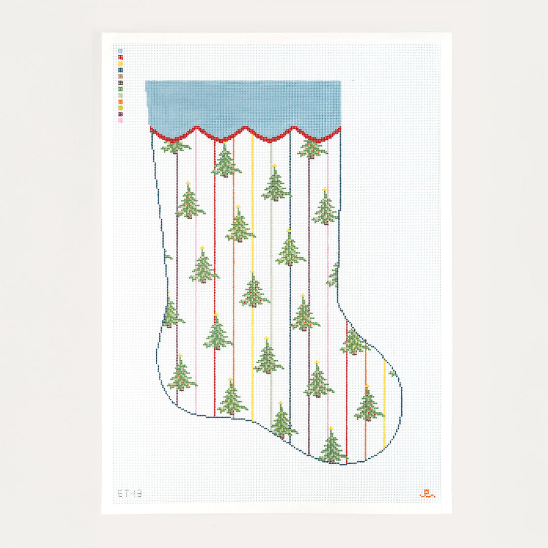 Tree Stocking needlepoint canvas by Elizabeth Taylor on 13 mesh