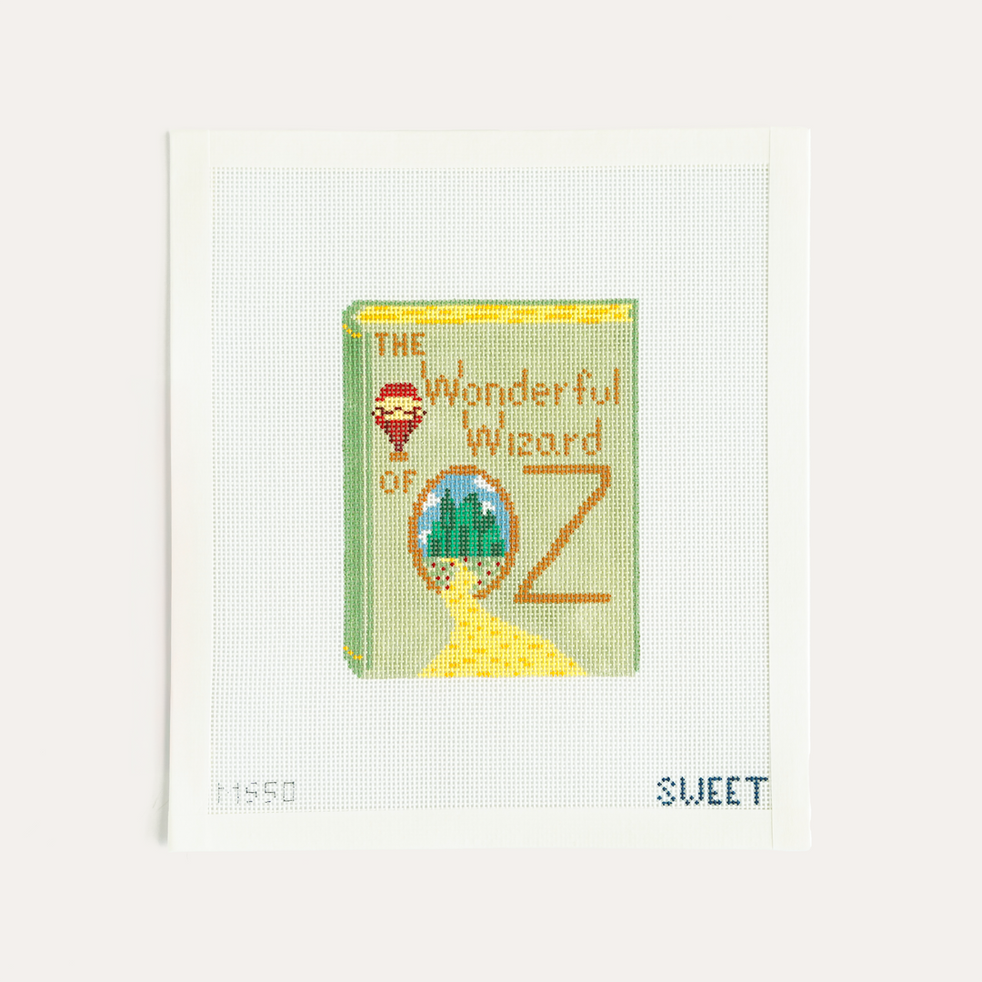 Wizard of Oz Book needlepoint canvas by The Gingham Stitchery on 18 mesh, storybook design