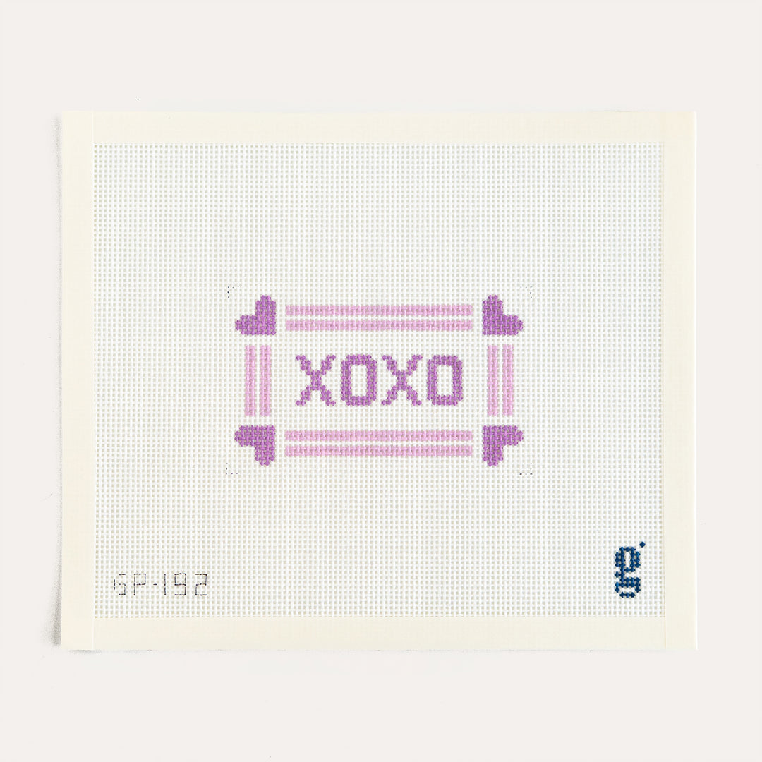 XOXO mini Sign needlepoint canvas by Goodpoint on 13 mesh canvas 