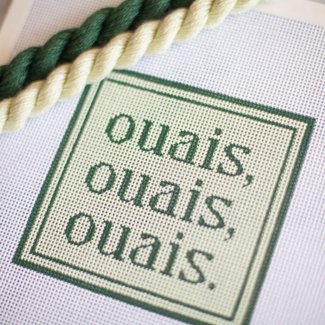 Ouais Ouais Ouais Needlepoint Canvas | Cheeky Saying | Needlepoint Canvas Design | French Needlepoint | Hand Painted Needlepoint Canvas